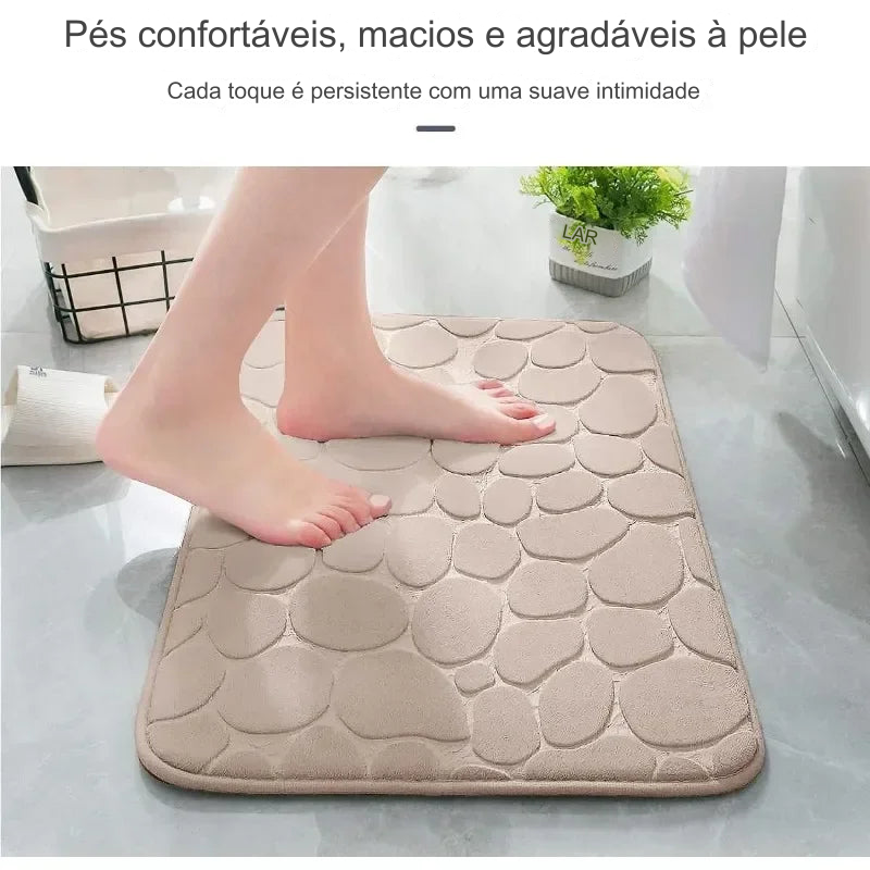 Tapete de Banho Antiderrapante e Absorvente em Estilo Pedra Piso