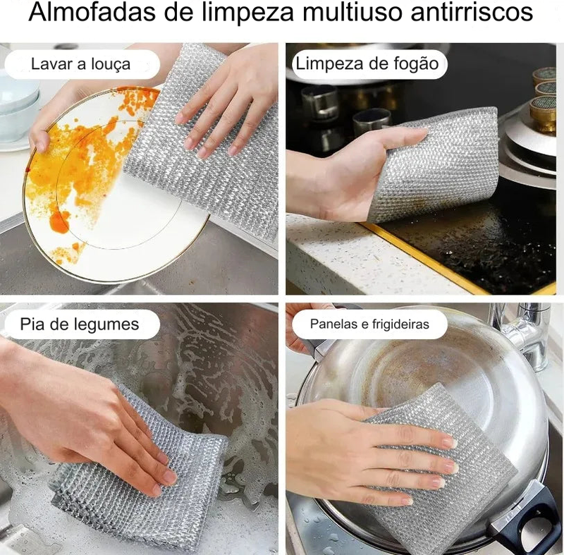 Pano Mágico de Limpeza Dupla Face em Aço Inoxidável